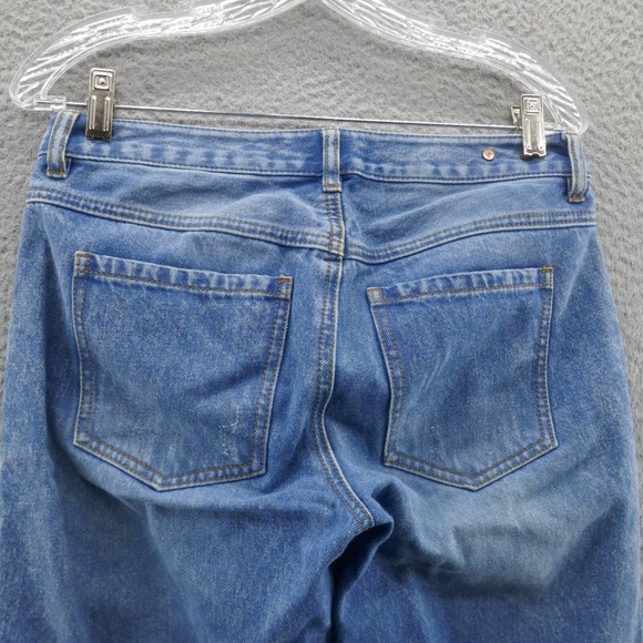 Cabi Malibu Jeans Size 0 Blue Relaxed Tapered Womens Medium Wash Distressed - Picture 4 of 14